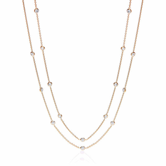 Gold Coated Rubover 23 Cubic Zirconia's Necklace 38" - Fine Necklace - Certified Authentic – Luxury Jewellery by Imper