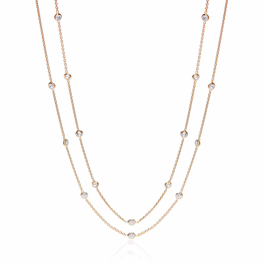 Gold Coated Rubover 23 Cubic Zirconia's Necklace 38"