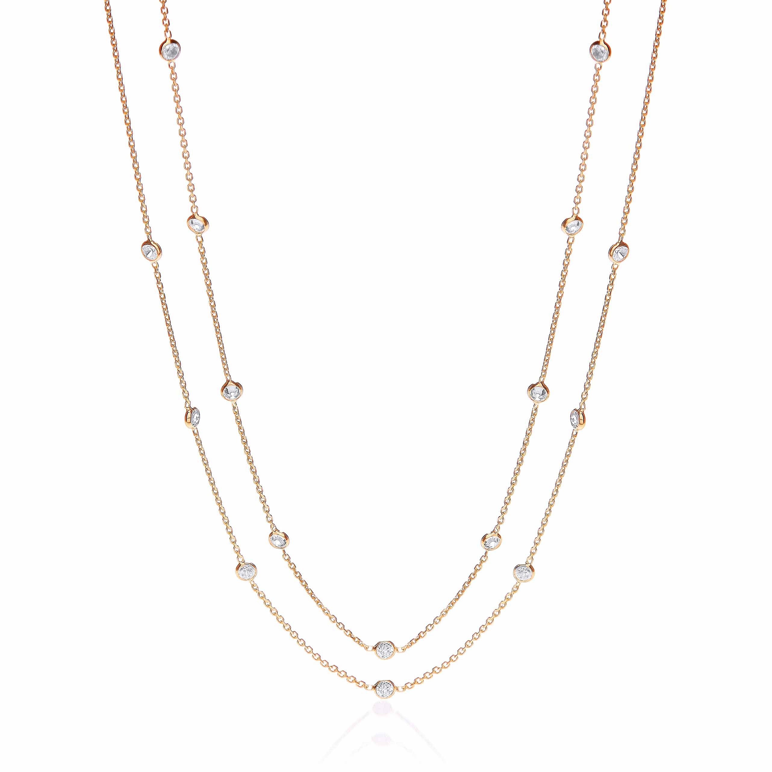 Gold Coated Rubover 23 Cubic Zirconia's Necklace 38"