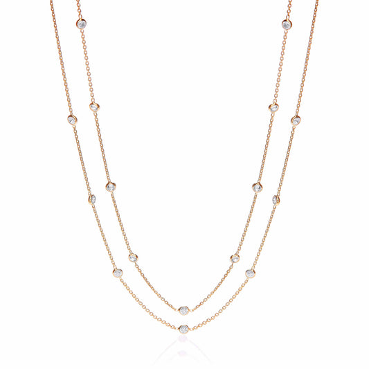 Gold Coated Rubover 23 Cubic Zirconia's Necklace 38"