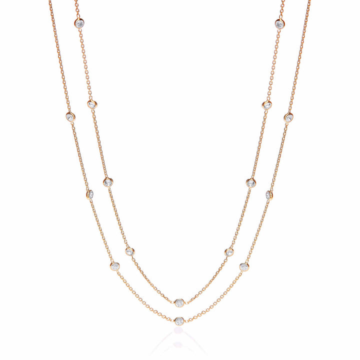 Gold Coated Rubover 23 Cubic Zirconia's Necklace 38"