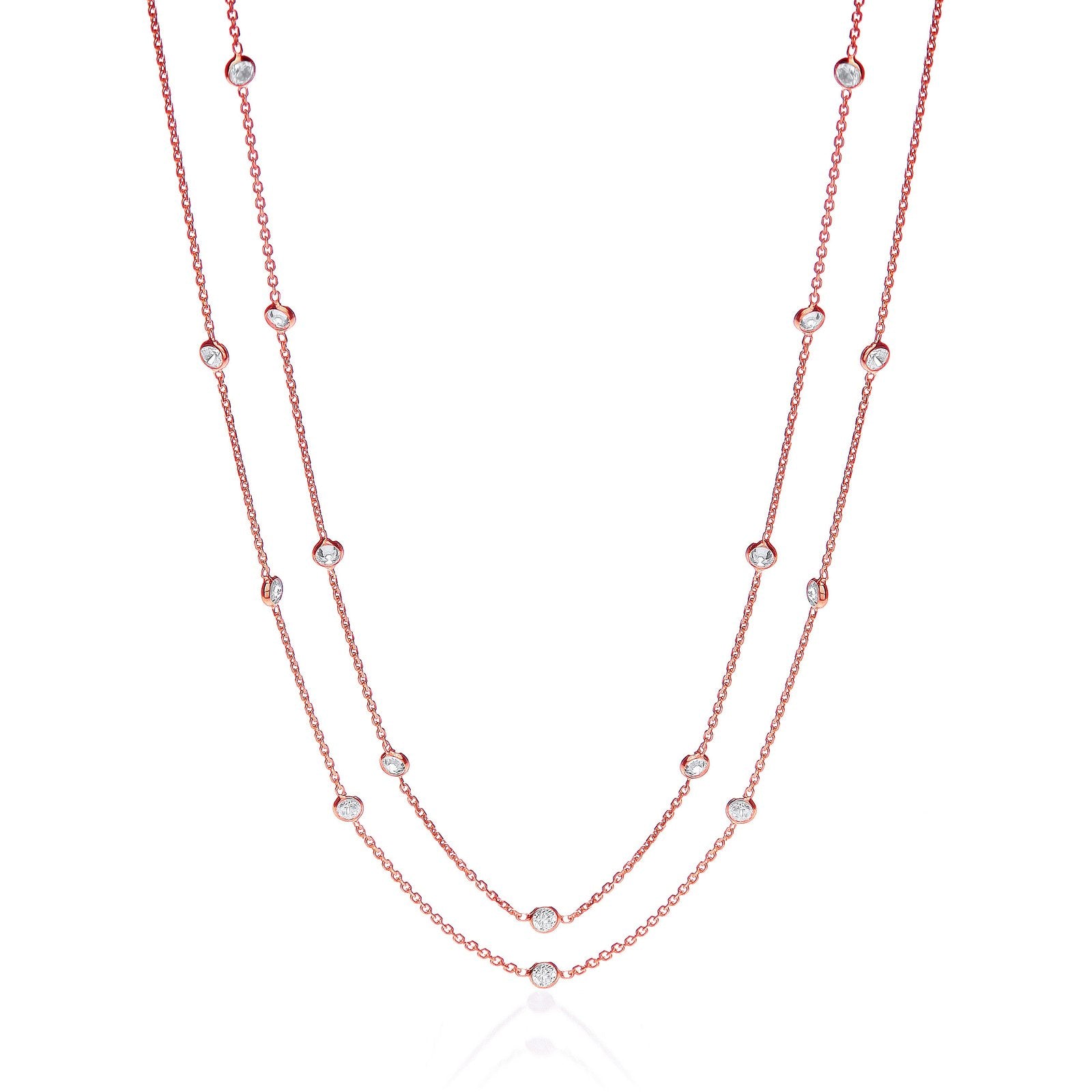 Rose Coated Rubover 23 Cubic Zirconia's Necklace 38" - Fine Necklace - Certified Authentic – Luxury Jewellery by Imper