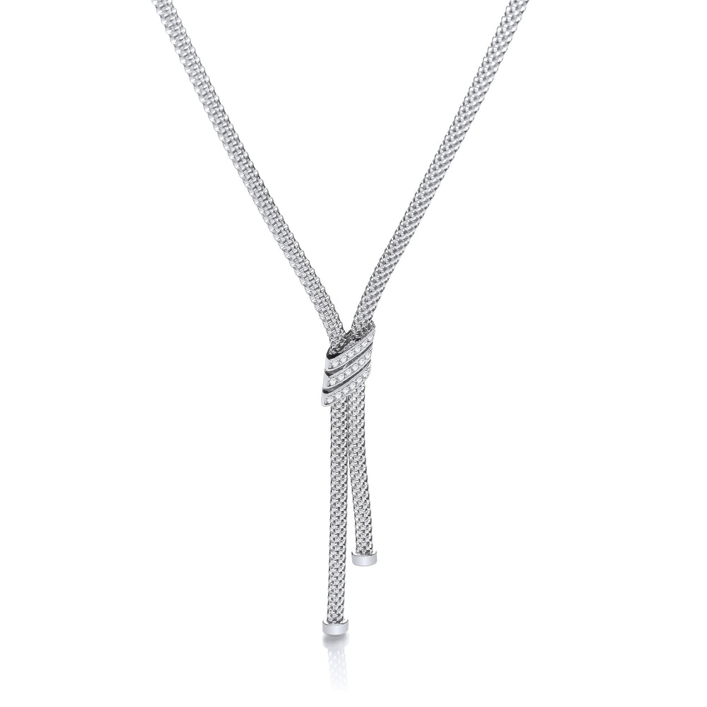 Necklace with 3 Stripes Cubic Zirconia's 17"