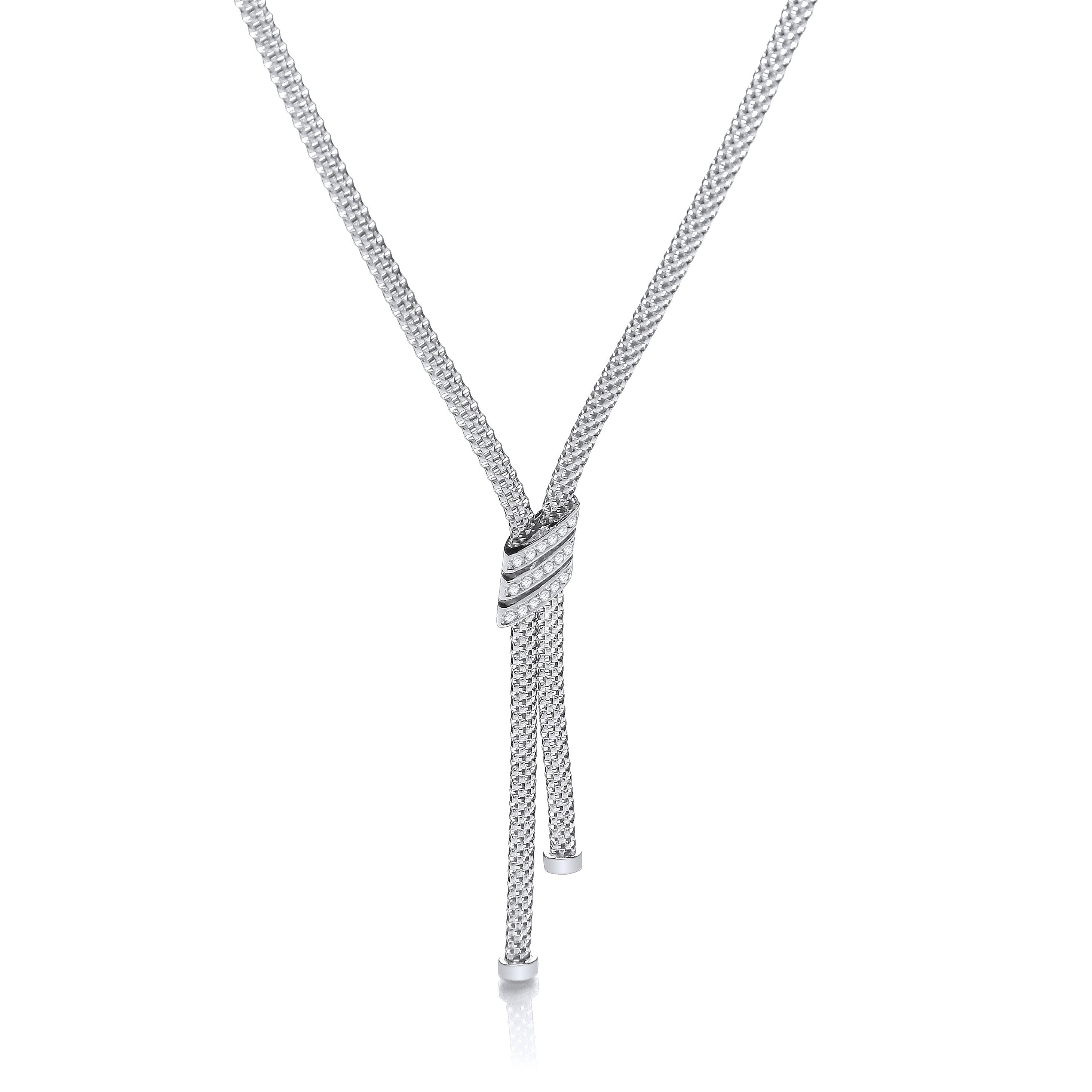 Necklace with 3 Stripes Cubic Zirconia's 17"