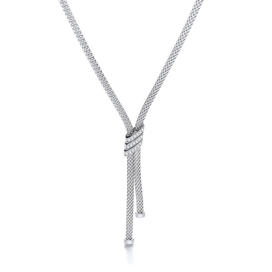 Necklace with 3 Stripes Cubic Zirconia's 17"