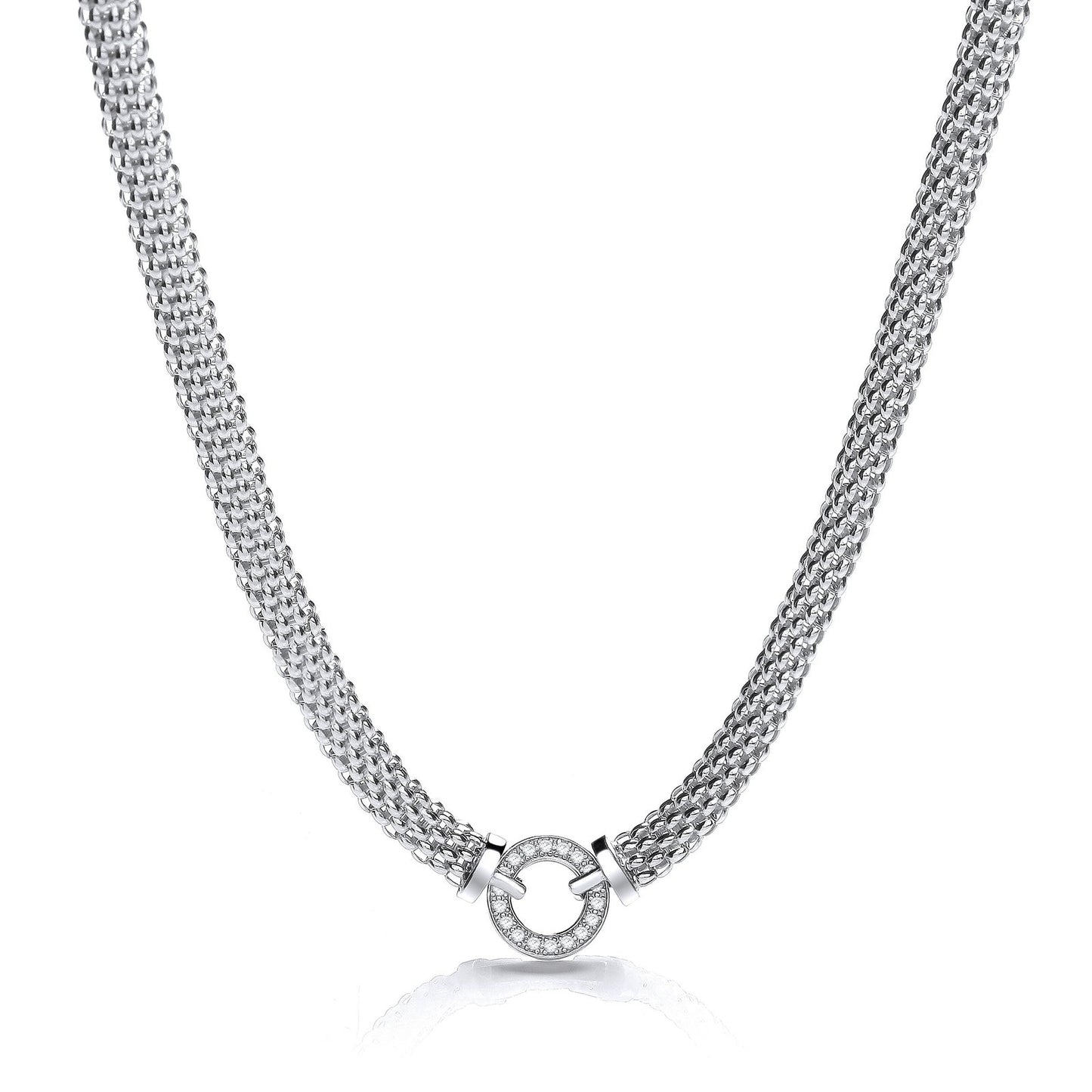 Mesh Necklace with Circle Cubic Zirconia's 17" - Fine Necklace - Certified Authentic – Luxury Jewellery by Imperial Ti