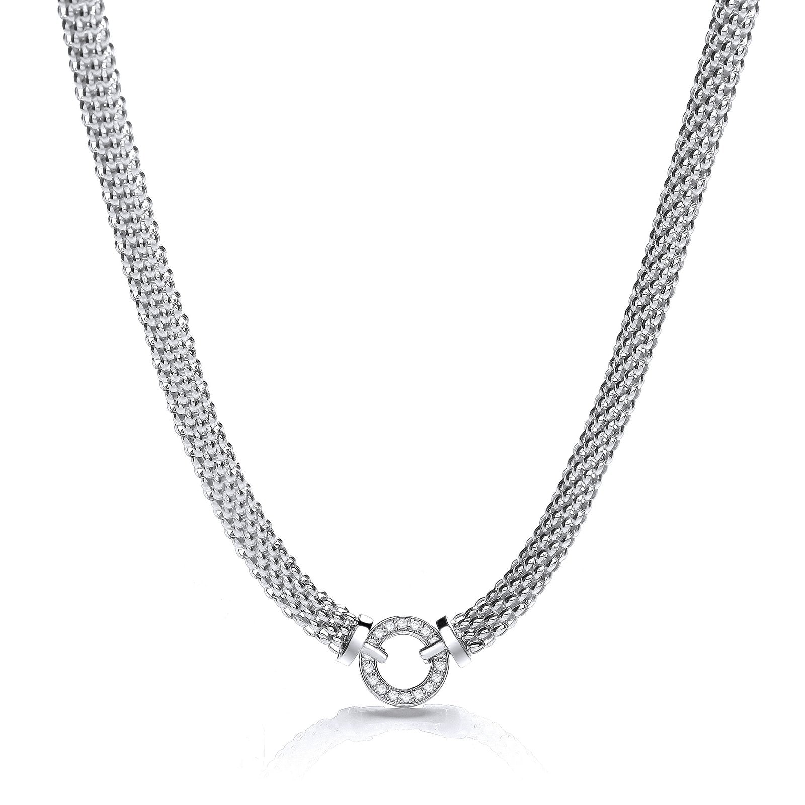 Mesh Necklace with Circle Cubic Zirconia's 17" - Fine Necklace - Certified Authentic – Luxury Jewellery by Imperial Ti