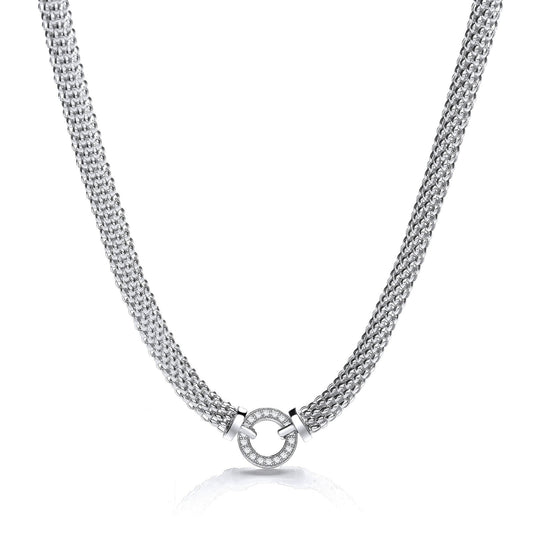 Mesh Necklace with Circle Cubic Zirconia's 17" - Fine Necklace - Certified Authentic – Luxury Jewellery by Imperial Ti