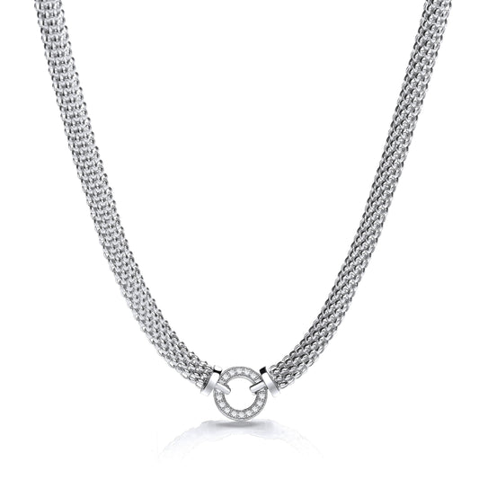 Mesh Necklace with Circle Cubic Zirconia's 17"