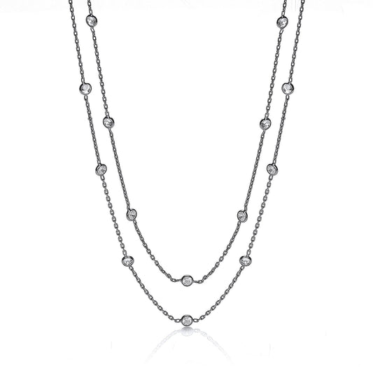 Ruthenium Coated Rubover 23 Cubic Zirconia's Necklace 38" - Fine Necklace - Certified Authent – Luxury Jewellery by Im