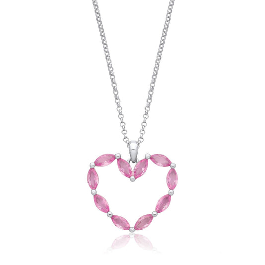 Pink Heart Silver Drop Necklace - Fine Necklace - Certified Authentic - Swiss Made - UK Stock – Luxury Jewellery by Im