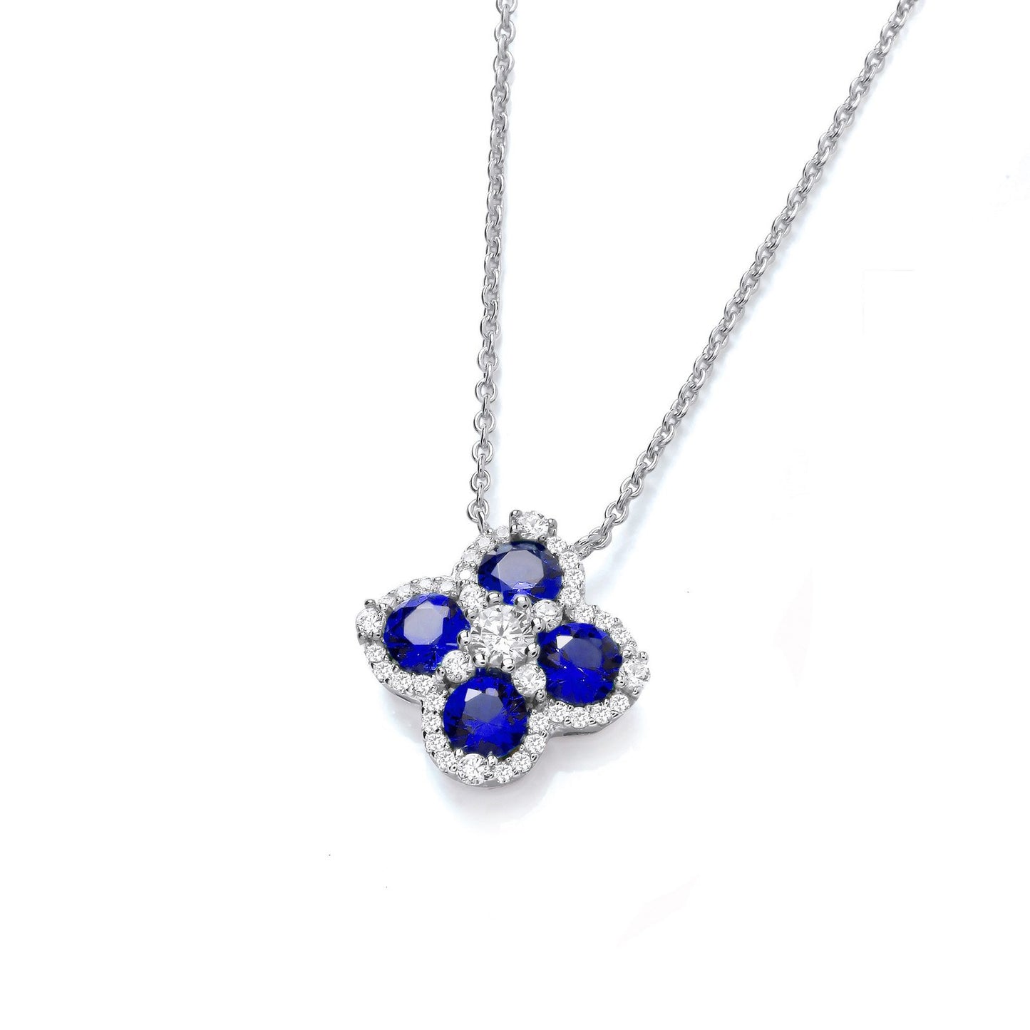 Blue Four Leaf Clover Silver Necklace - Fine Necklace - Certified Authentic - Swiss Made – Luxury Jewellery by Imperia