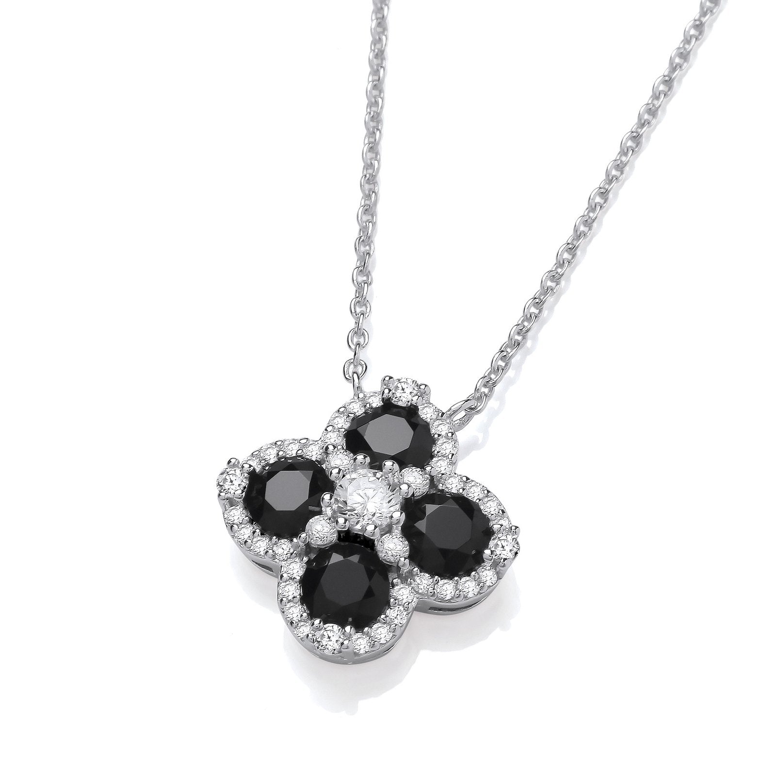 Black Four Leaf Clover Silver Necklace - Fine Necklace - Certified Authentic - Swiss Made – Luxury Jewellery by Imperi