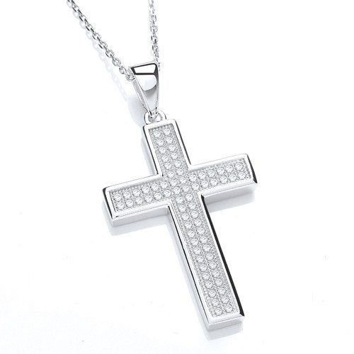 Micro Pave' Cross with Chain - Fine Necklace - Certified Authentic - Swiss Made - UK Stock – Luxury Jewellery by Imper