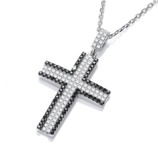 Micro Pave' Black & Clear Cubic Zirconia Cross with Chain - Fine Necklace - Certified Authent – Luxury Jewellery by Im