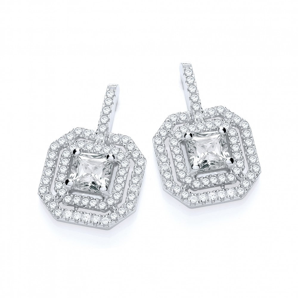 Micro Pave' Fancy Square Drop Earring