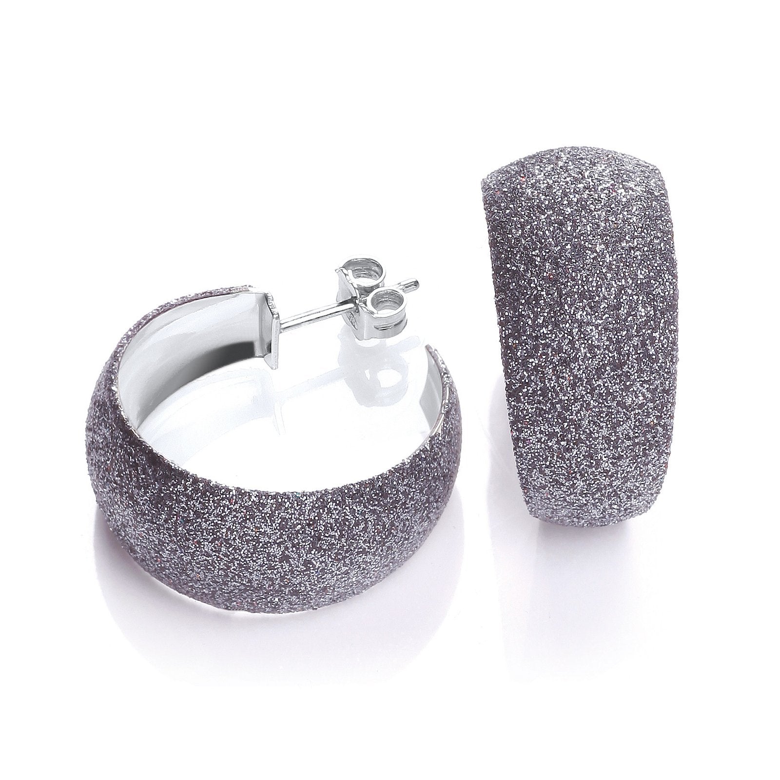 Moondust Finish Black Colour Rh.plated Earrings - Fine Ring - Certified Authentic - Swiss Mad – Luxury Jewellery by Im