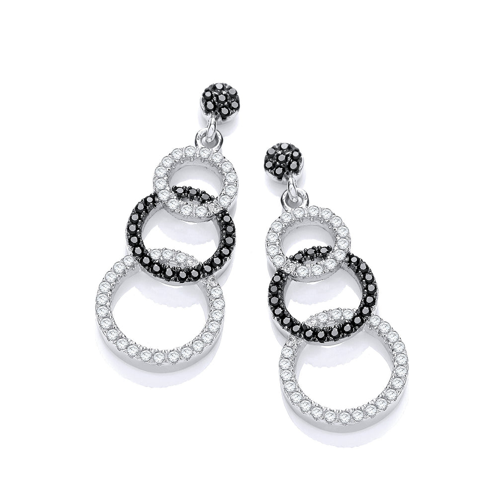 Micro Pave' Black & White Cubic Zirconia Drop Earrings