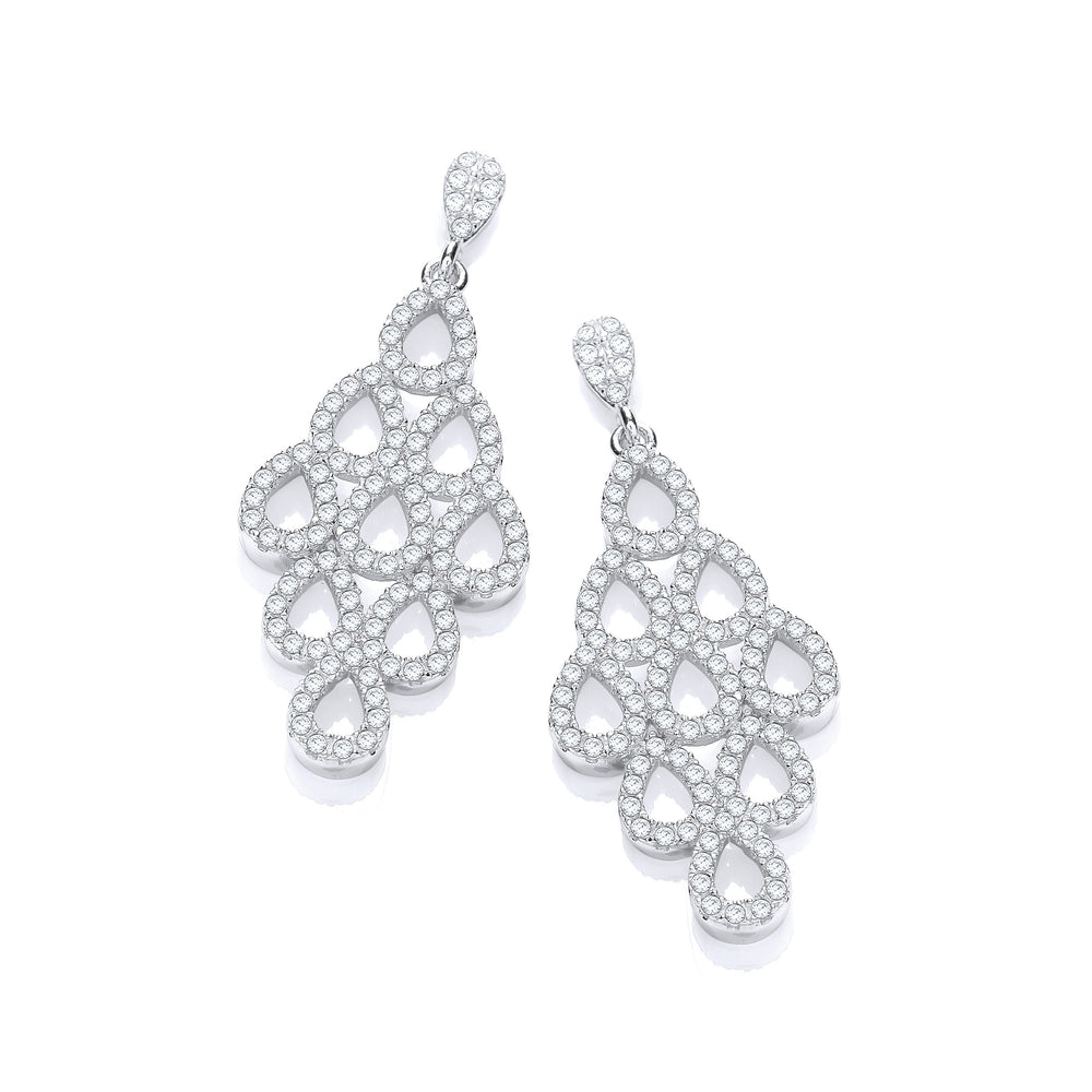 Micro Pave' White Cubic Zirconia Drop Earrings – product view