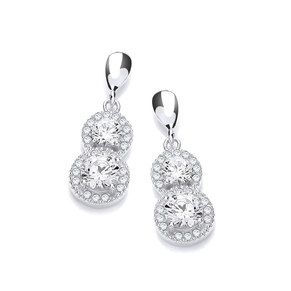 Micro Pave' White Cubic Zirconia Drop Earrings