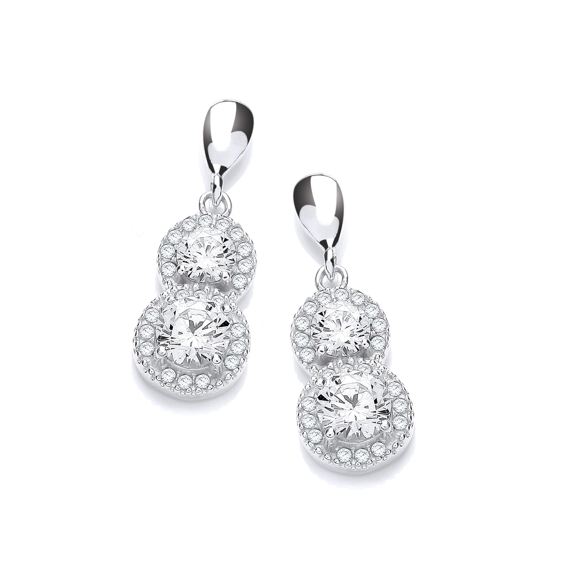 Micro Pave' White Cubic Zirconia Drop Earrings