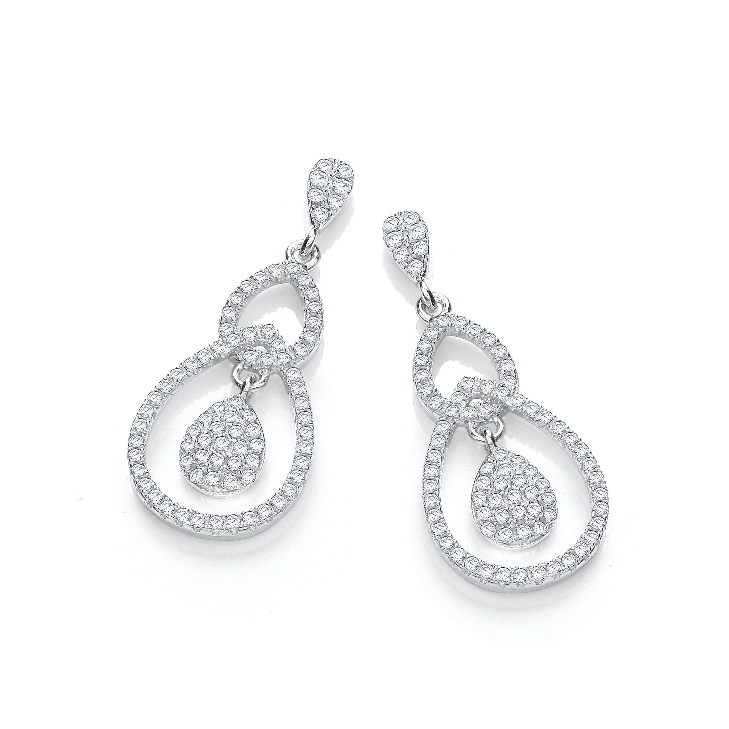 Micro Pave' Fancy Cubic Zirconia Drop Earrings