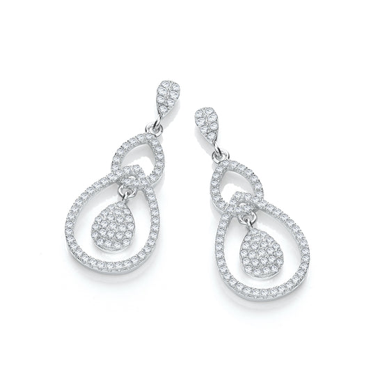 Micro Pave' Fancy Cubic Zirconia Drop Earrings