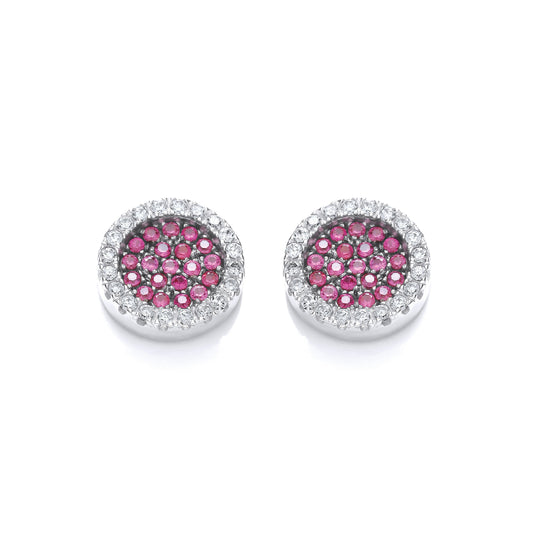 Micro Pave' Round Pink Cubic Zirconia Stud Earrings