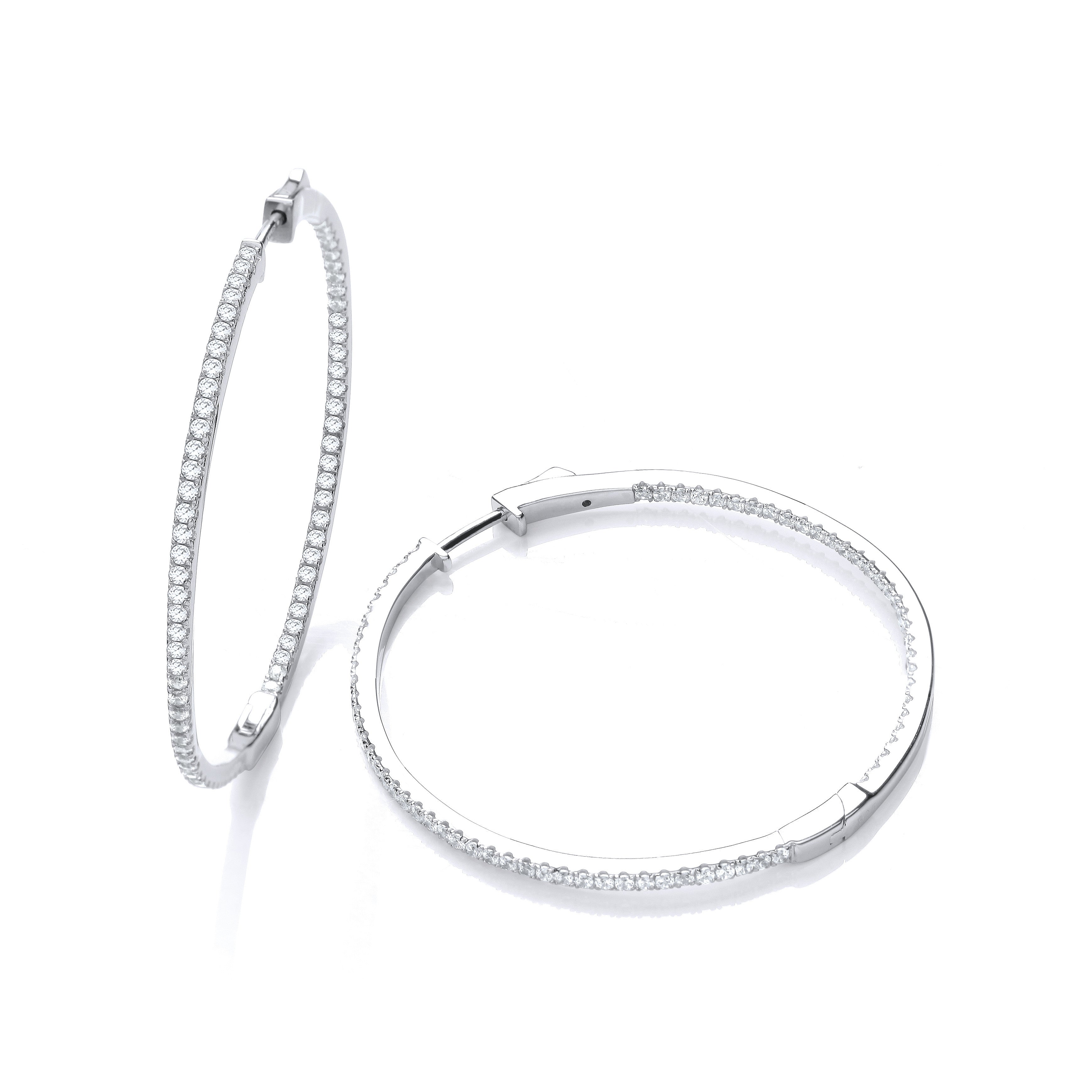 Micro Pave' Big Round Hoop Cubic Zirconia Earrings