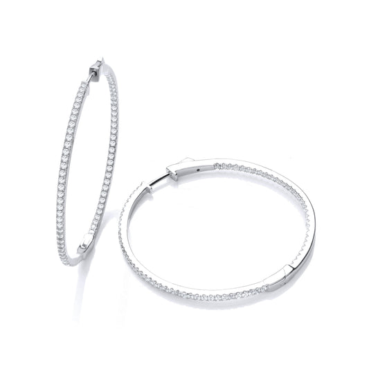 Micro Pave' Big Round Hoop Cubic Zirconia Earrings