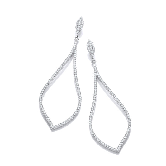 Micro Pave' Long Teardrop Cubic Zirconia Earrings