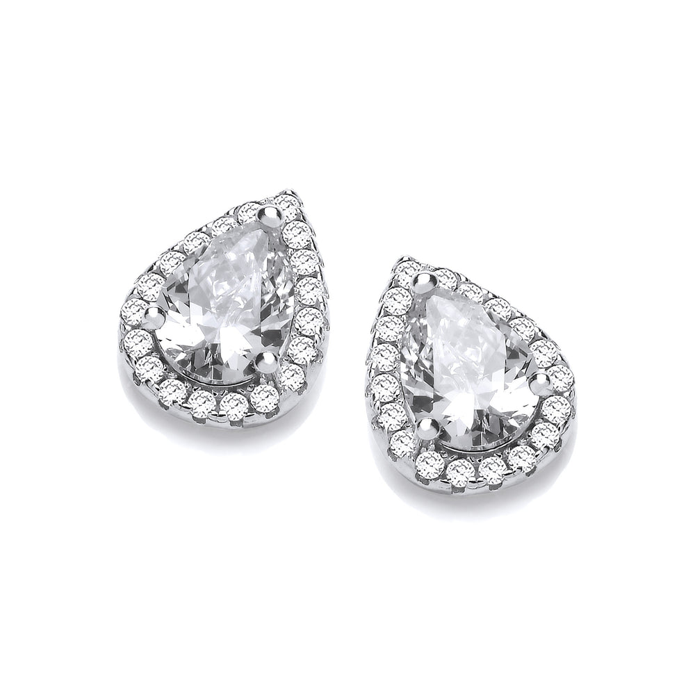 Teardrop Clear Cubic Zirconia Stud Earrings