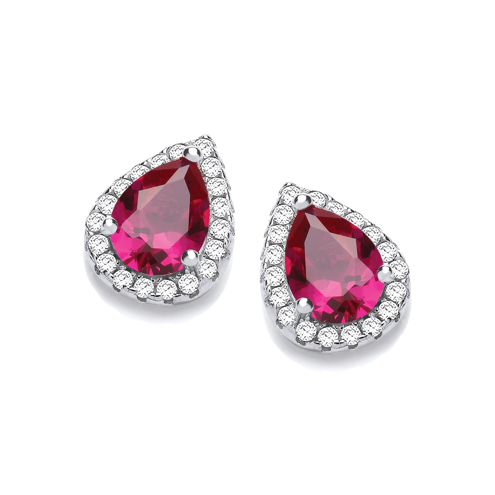 Teardrop Ruby Red Cubic Zirconia Stud Earrings - Fine Ring - Certified Authentic - Swiss Made – Luxury Jewellery by Im