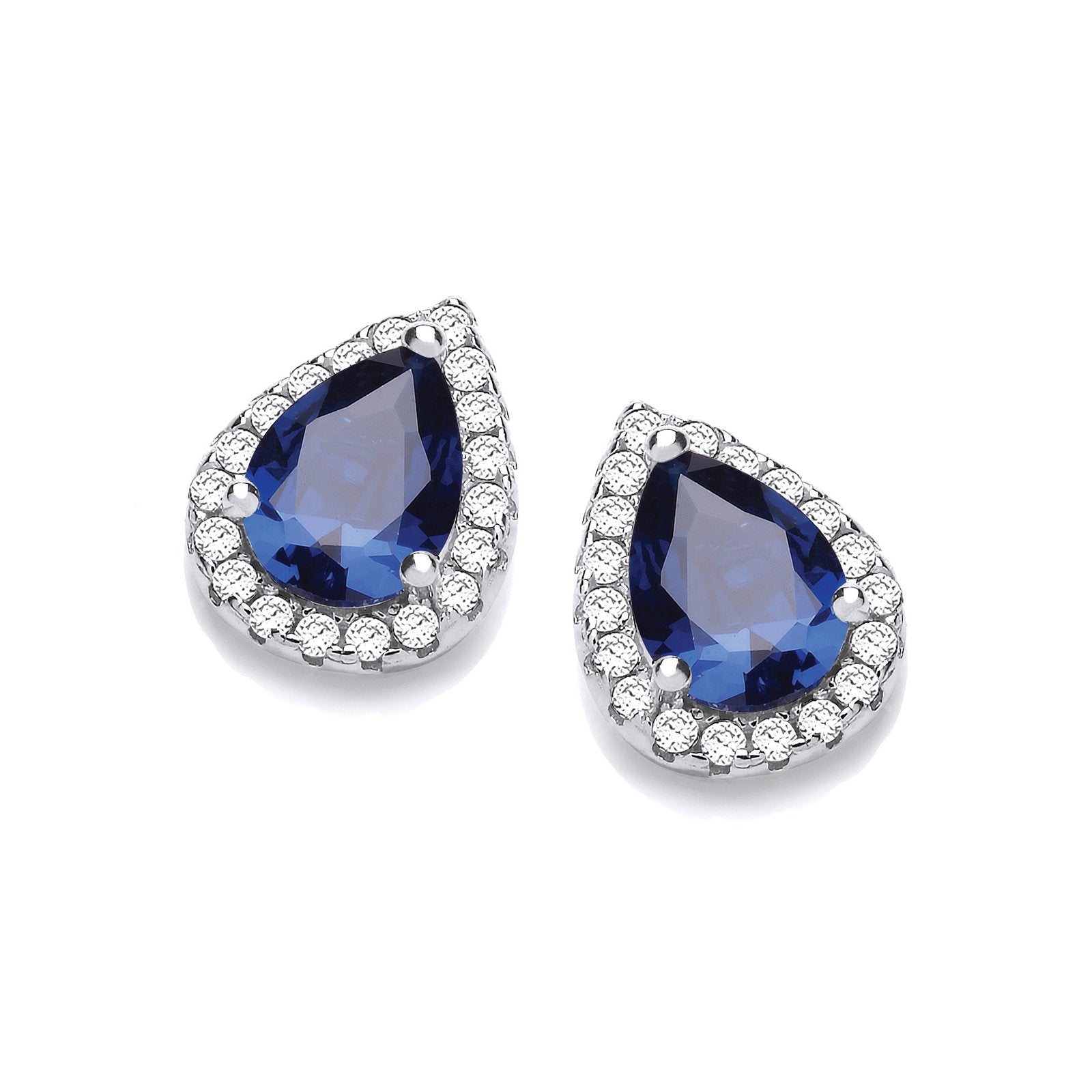 Teardrop Sapphire Blue Cubic Zirconia Stud Earrings - Fine Ring - Certified Authentic – Luxury Jewellery by Imperial T