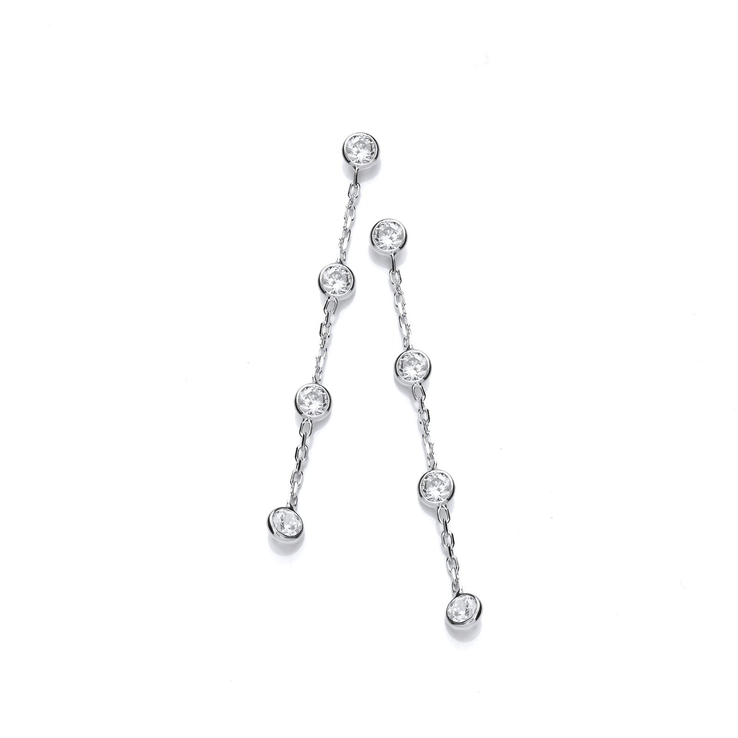 Silver Rubover Clear Cubic Zirconia's Drop Earrings - Fine Ring - Certified Authentic – Luxury Jewellery by Imperial T