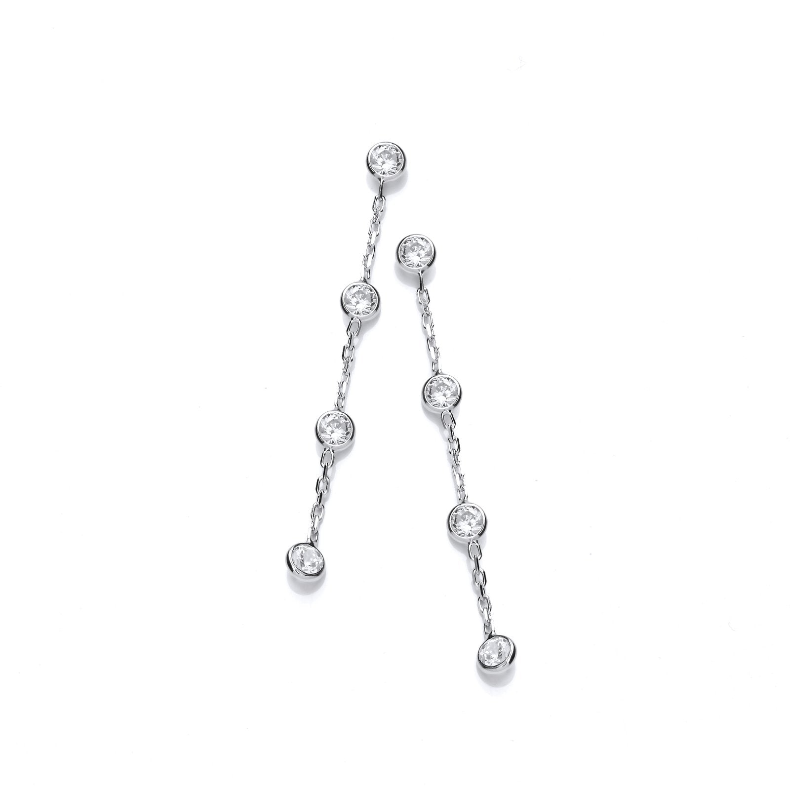 Silver Rubover Clear Cubic Zirconia's Drop Earrings - Fine Ring - Certified Authentic – Luxury Jewellery by Imperial T