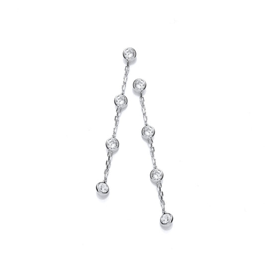 Silver Rubover Clear Cubic Zirconia's Drop Earrings - Fine Ring - Certified Authentic – Luxury Jewellery by Imperial T