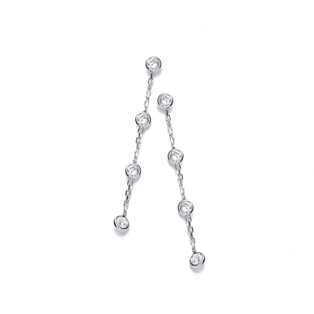 Silver Rubover Clear Cubic Zirconia's Drop Earrings – product view