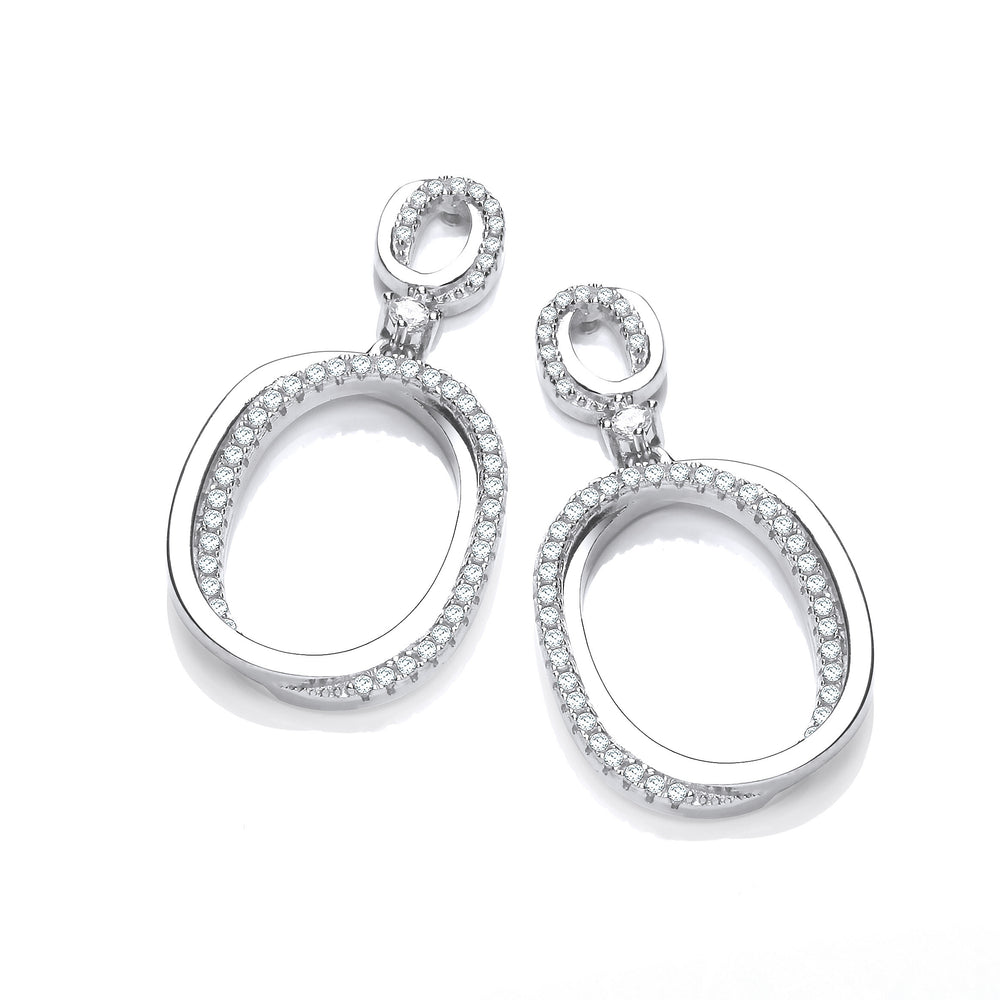 Oval Plain & Cubic Zirconias Drop Earrings – product view