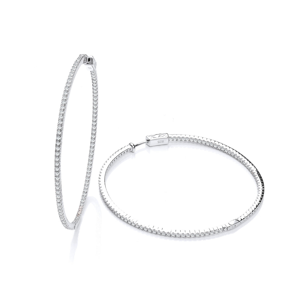 Micro Pave' 60mm Round Hoop Cubic Zirconia Earrings