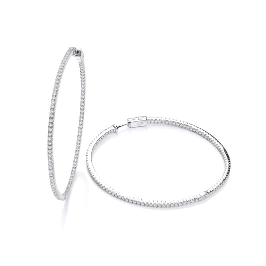 Micro Pave' 60mm Round Hoop Cubic Zirconia Earrings