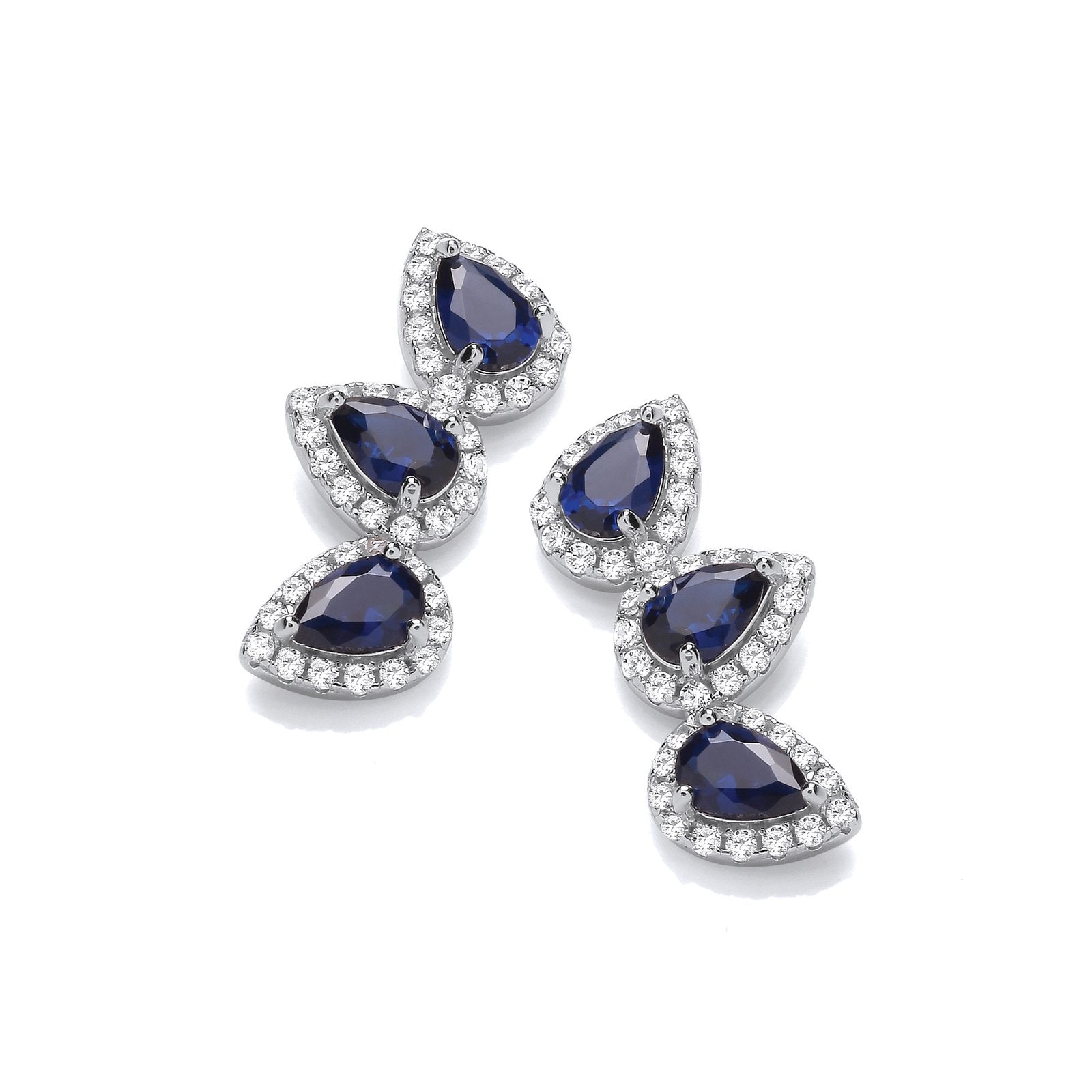 Teardrop Blue Cubic Zirconia Climber Stud Earrings - Fine Ring - Certified Authentic – Luxury Jewellery by Imperial Ti