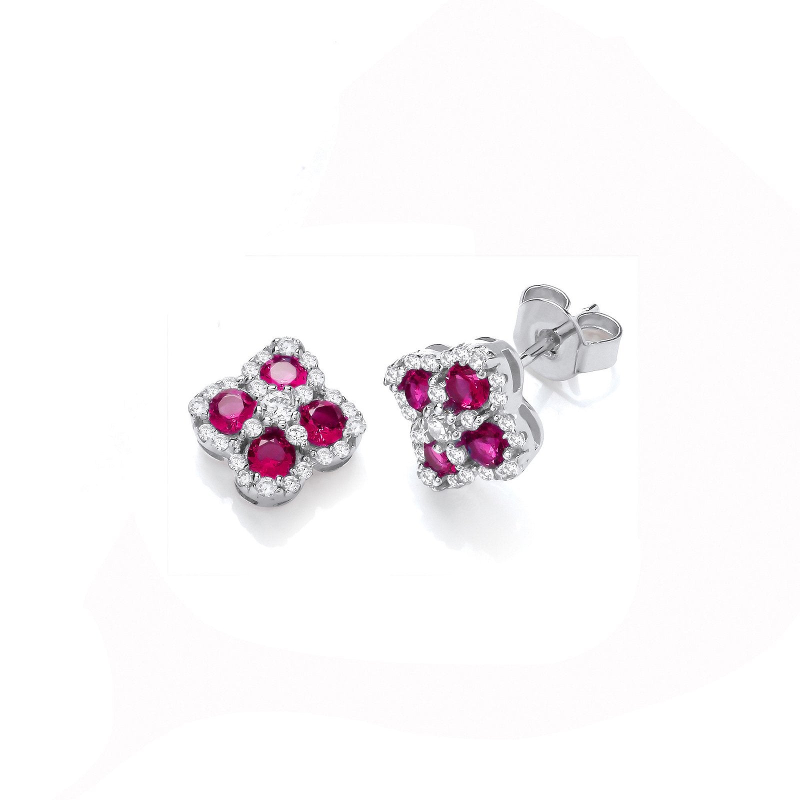 Red Four Leaf Clover Cubic Zirconia Stud Earrings - Fine Ring - Certified Authentic – Luxury Jewellery by Imperial Tim