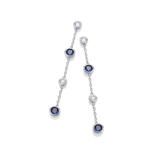 Silver Rubover Clear & Blue Cubic Zirconia's Drop Earrings - Fine Ring - Certified Authentic – Luxury Jewellery by Imp