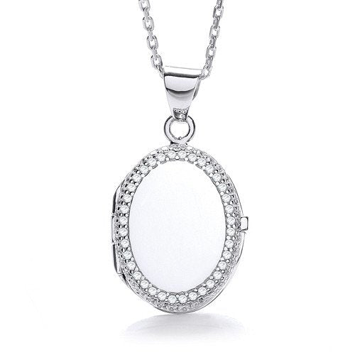 Oval Shape with Thin Line of Cubic Zirconia's Locket - Luxury Watch - Certified Authentic – Luxury Watch by Imperial T