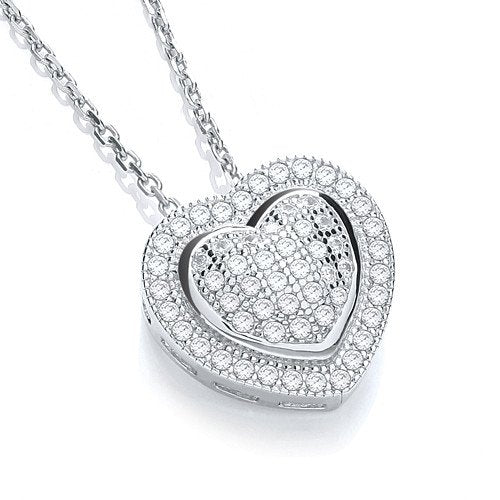 Micro Pave' Heart Pendant with 18" Chain - Fine Necklace - Certified Authentic - Swiss Made – Luxury Jewellery by Impe