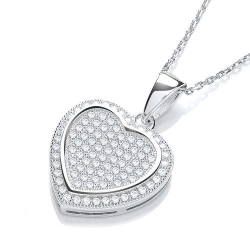 Micro Pave' Heart Pendant with 18" Chain - Fine Necklace - Certified Authentic - Swiss Made – Luxury Jewellery by Impe