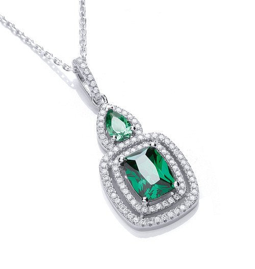 Micro Pave' Fancy Pendant Green Cubic Zirconia with 18" Chain - Fine Necklace - Certified Aut – Luxury Jewellery by Im