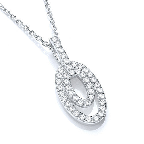 Micro Pave' Fancy Pendant Cubic Zirconia with 18" Chain – product view