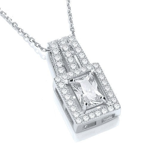 Square Shape Cluster Cubic Zirconia Pendant with 18" Chain - Fine Necklace - Certified Authen – Luxury Jewellery by Im